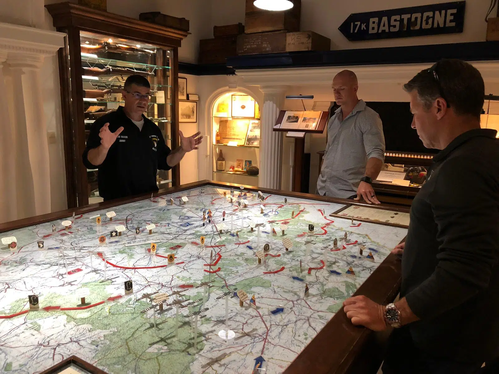 Photo of an interactive briefing on the Battle of the Bulge and the Battle of Bastogne